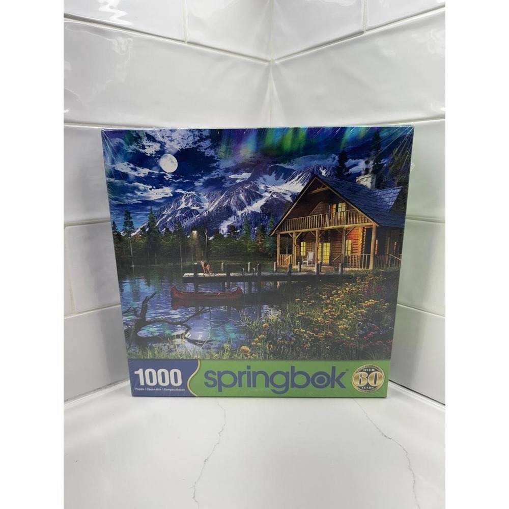 Springbok 1000 Piece Aurora Borealis Cabin Jigsaw Puzzle